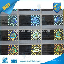 China supplier special technology light laser scratch code hologram sticker for box sealing